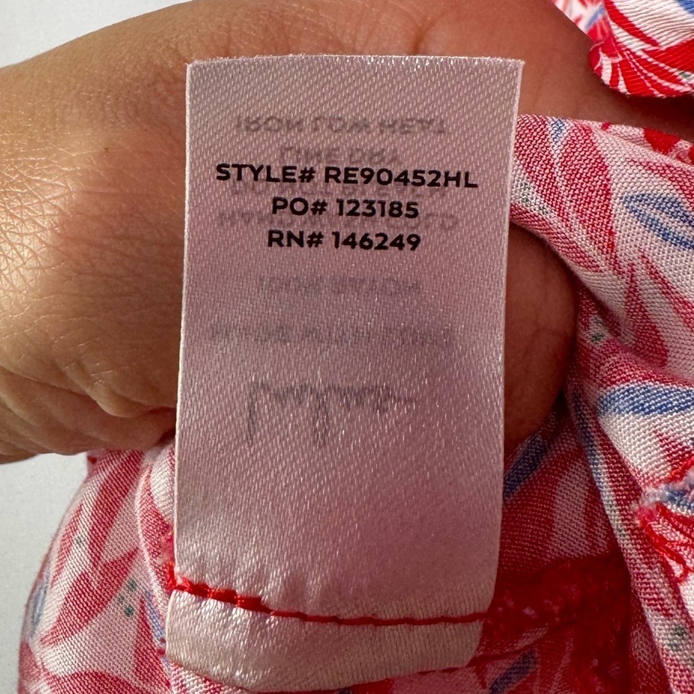 Lulus Dondi Print Tie-Front‎ Short Sleeve Romper in Red and White Size Small - Picture 11 of 13